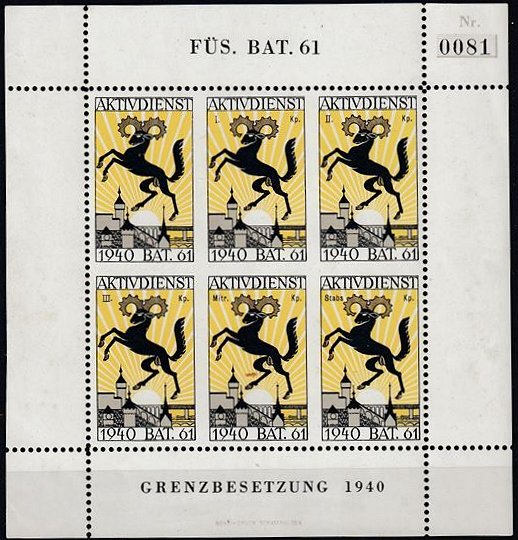 Schweiz Suisse Switzerland Soldatenmarken Eisenbahn Soldier Stamps Railway Infanterie Bat.61